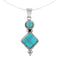 Southwest Turquoise Inlay Sterling Silver Box Chain Necklace Set JX129090